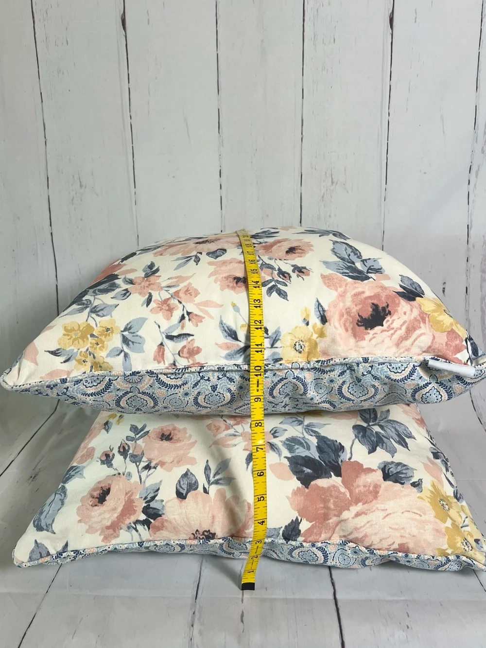 Studio D’Artisan Floral Medallion Reversible Throw Pillows Set of 2 Blush Blue